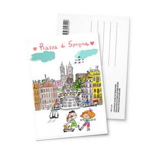 Cartolina, Piazza di Spagna, Roma, ILLUSTRATA