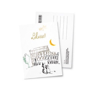 Cartolina, Colosseo Luna, Roma, ILLUSTRATA